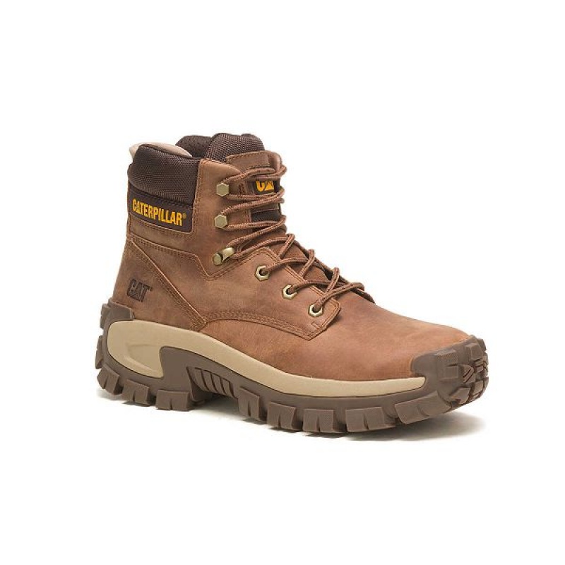 Light / Brown Men's Caterpillar Invader Hi Steel Toe Work Boots | 395401-EJN