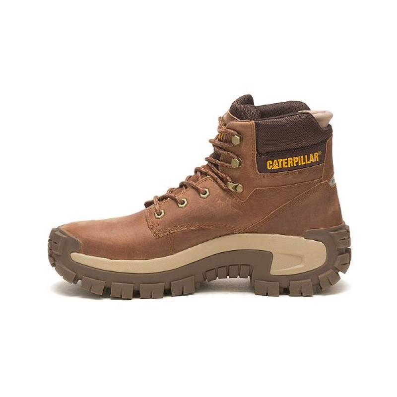 Light / Brown Men's Caterpillar Invader Hi Steel Toe Work Boots | 395401-EJN