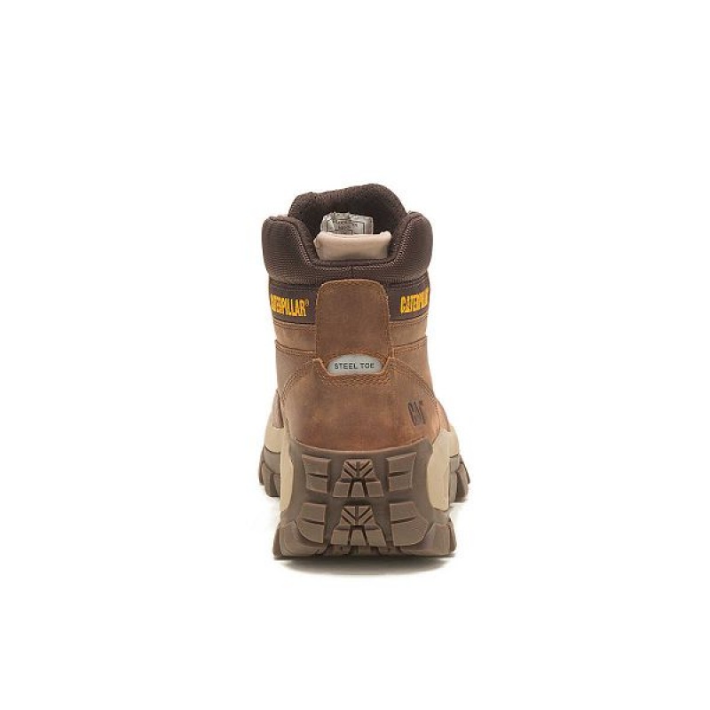 Light / Brown Men's Caterpillar Invader Hi Steel Toe Work Boots | 395401-EJN