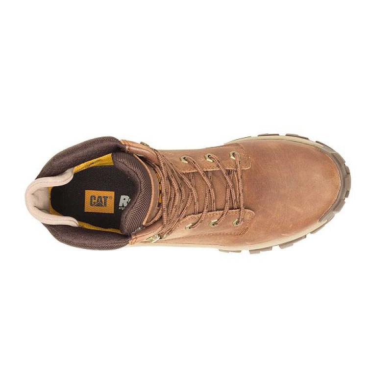 Light / Brown Men's Caterpillar Invader Hi Steel Toe Work Boots | 395401-EJN