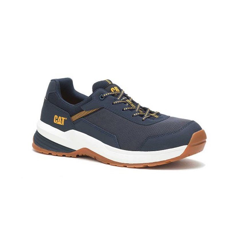 Navy Men's Caterpillar Streamline 2.0 Mesh Composite Toe Work Shoes | 268541-XAD