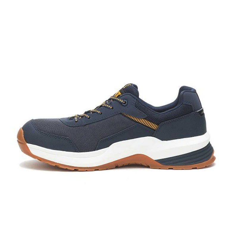 Navy Men's Caterpillar Streamline 2.0 Mesh Composite Toe Work Shoes | 268541-XAD