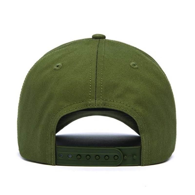 Olive Men's Caterpillar Cat Logo Silicone Patch Hats | 756038-DVS