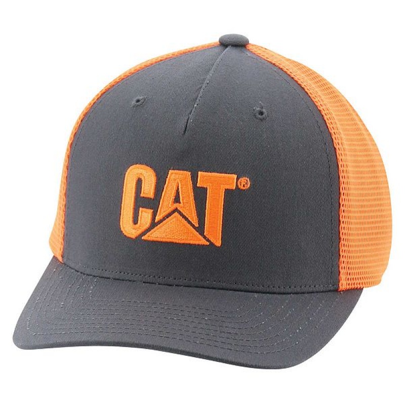 Orange Men\'s Caterpillar Hi-Vis Mesh Caps | 106475-LTZ