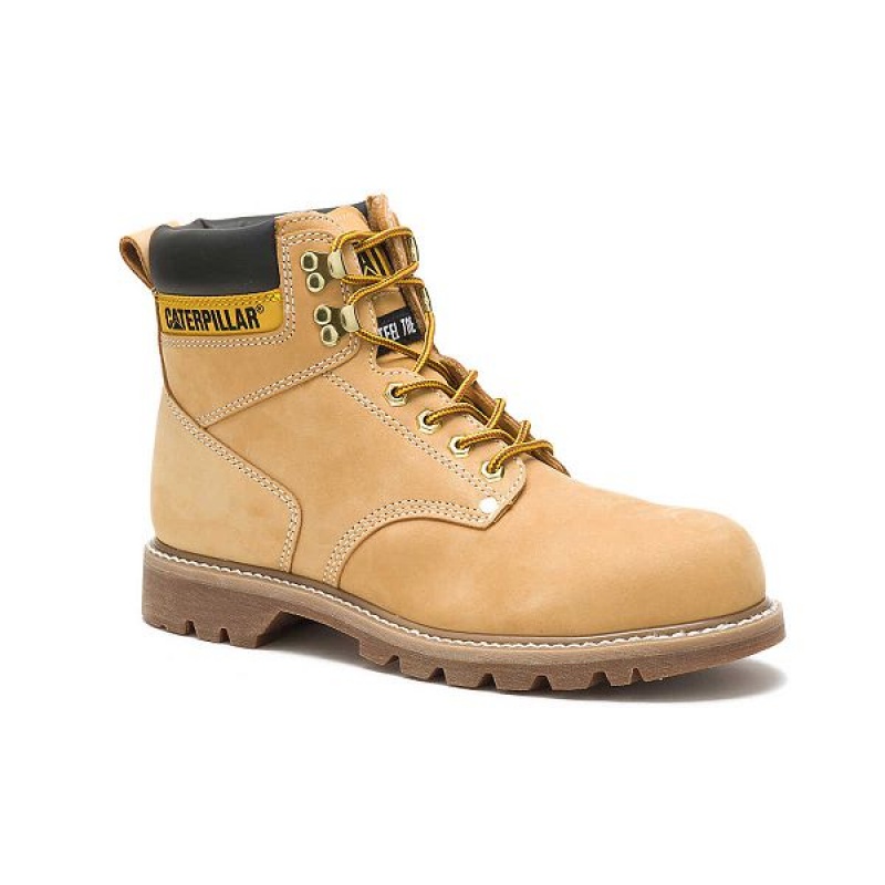 Orange Men's Caterpillar Second Shift Steel Toe Work Boots | 612973-YZQ