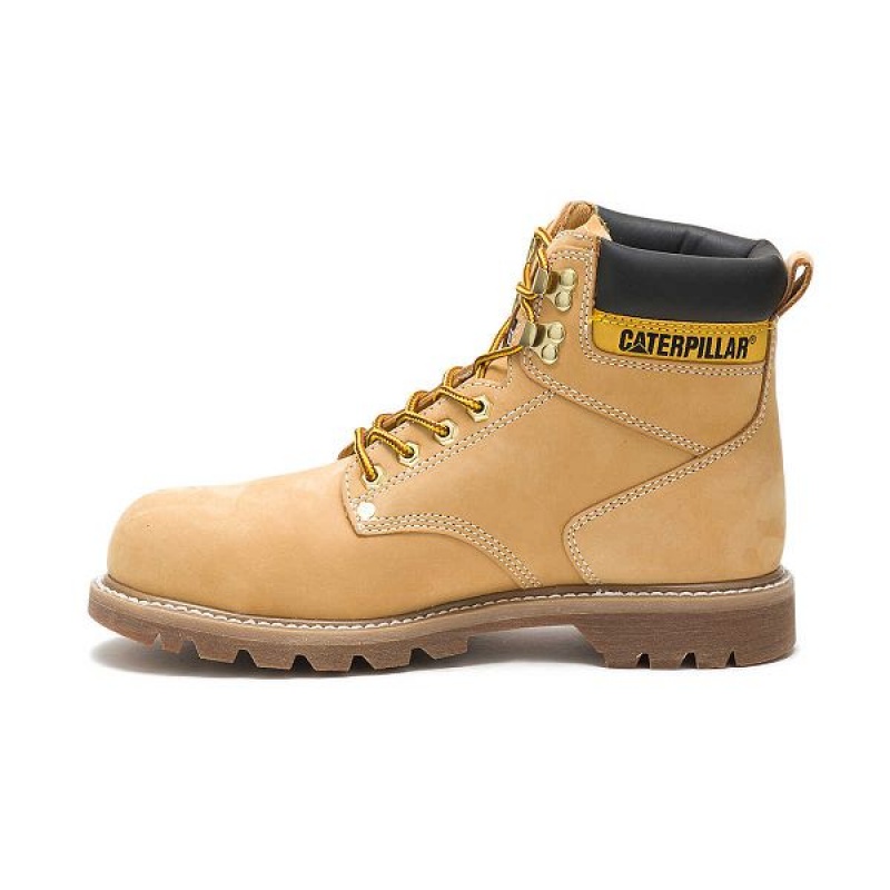 Orange Men's Caterpillar Second Shift Steel Toe Work Boots | 612973-YZQ