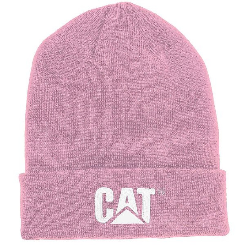 Pink Men\'s Caterpillar Trademark Cuff Beanie | 172368-GIE