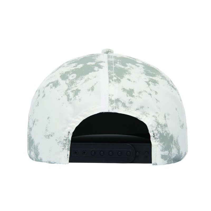 White Men's Caterpillar Aop Cat Logo Flat Bill Hats | 135692-JKD