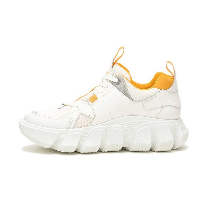 White Men's Caterpillar Imposter Mesh Sneakers | 826053-OSJ