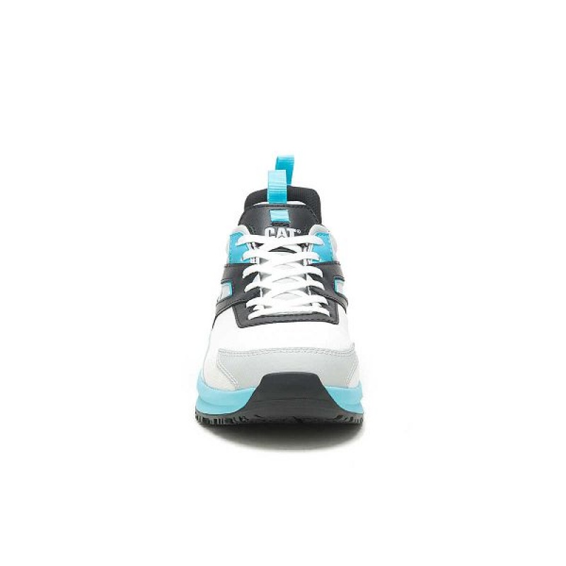 White / Blue Men's Caterpillar Streamline Runner Carbon Composite Toe Work Shoes | 652780-PAQ