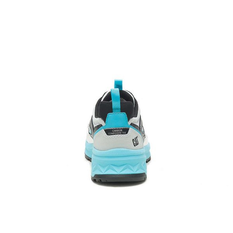 White / Blue Men's Caterpillar Streamline Runner Carbon Composite Toe Work Shoes | 652780-PAQ