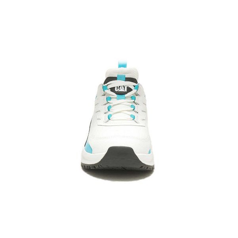 White / Blue Women's Caterpillar Streamline Runner Carbon Composite Toe Work Shoes | 162847-SNL