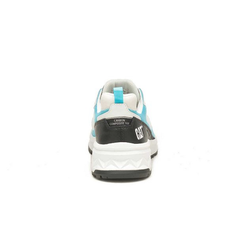 White / Blue Women's Caterpillar Streamline Runner Carbon Composite Toe Work Shoes | 162847-SNL