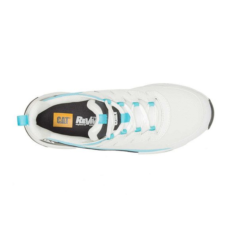 White / Blue Women's Caterpillar Streamline Runner Carbon Composite Toe Work Shoes | 162847-SNL