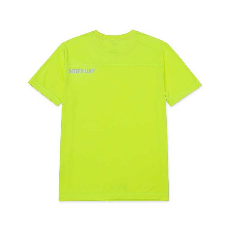 Yellow Men's Caterpillar Coolmax Short Sleeve Tee T-Shirt | 370145-HQP