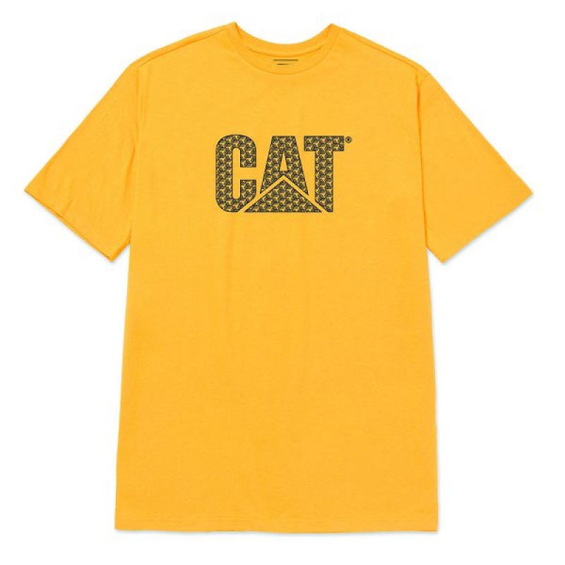 Yellow Men\'s Caterpillar Original Fit Logo Tee T-Shirt | 256401-DTI