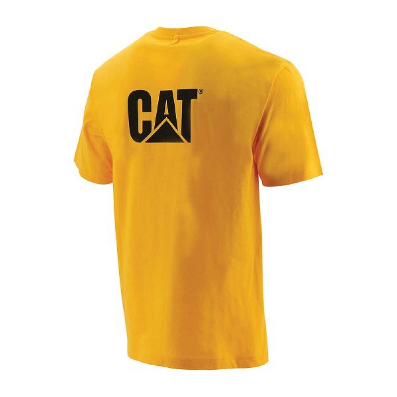 Yellow Men's Caterpillar Trademark Tee T-Shirt | 425736-LFS