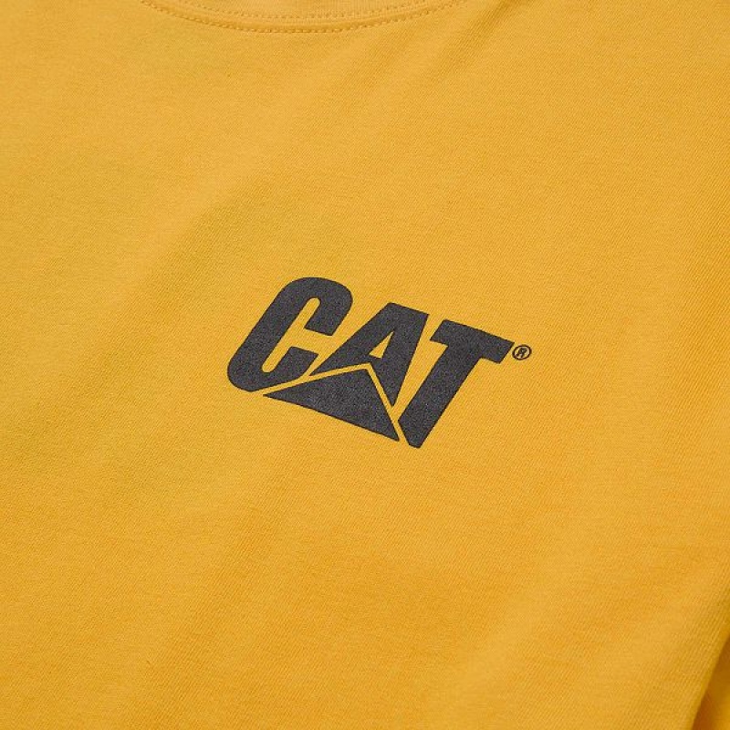 Yellow Men's Caterpillar Trademark Tee T-Shirt | 425736-LFS